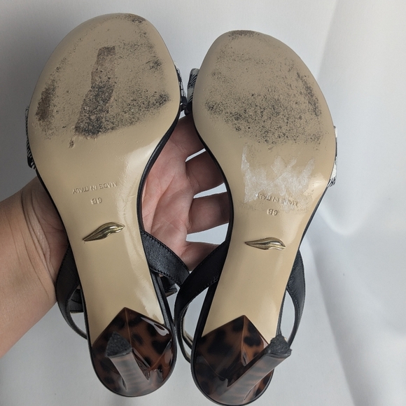 DIANE von Furstenberg Heel Women Sandals Size 6 Made In Italy Leopard And Plaid - Picture 9 of 10